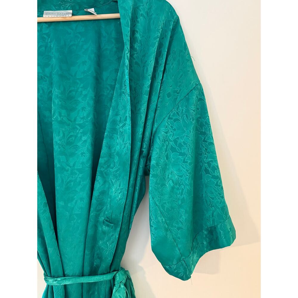 Erika Taylor Intimates Vintage Emerald Green Jacquard‎ Robe 💚
